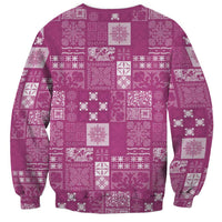 Vintage Hawaiian Quilting Patterns Sweatshirt Pink Style Tribal Fabric Patchwork - Polynesian Pride