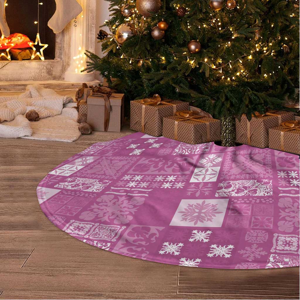 Vintage Hawaiian Quilting Patterns Tree Skirt Pink Style Tribal Fabric Patchwork - Polynesian Pride