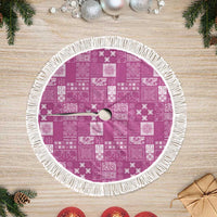 Vintage Hawaiian Quilting Patterns Tree Skirt Pink Style Tribal Fabric Patchwork - Polynesian Pride