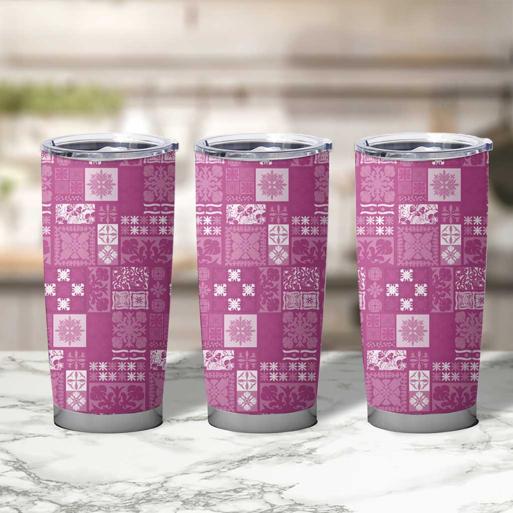 Vintage Hawaiian Quilting Patterns Tumbler Cup Pink Style Tribal Fabric Patchwork - Polynesian Pride