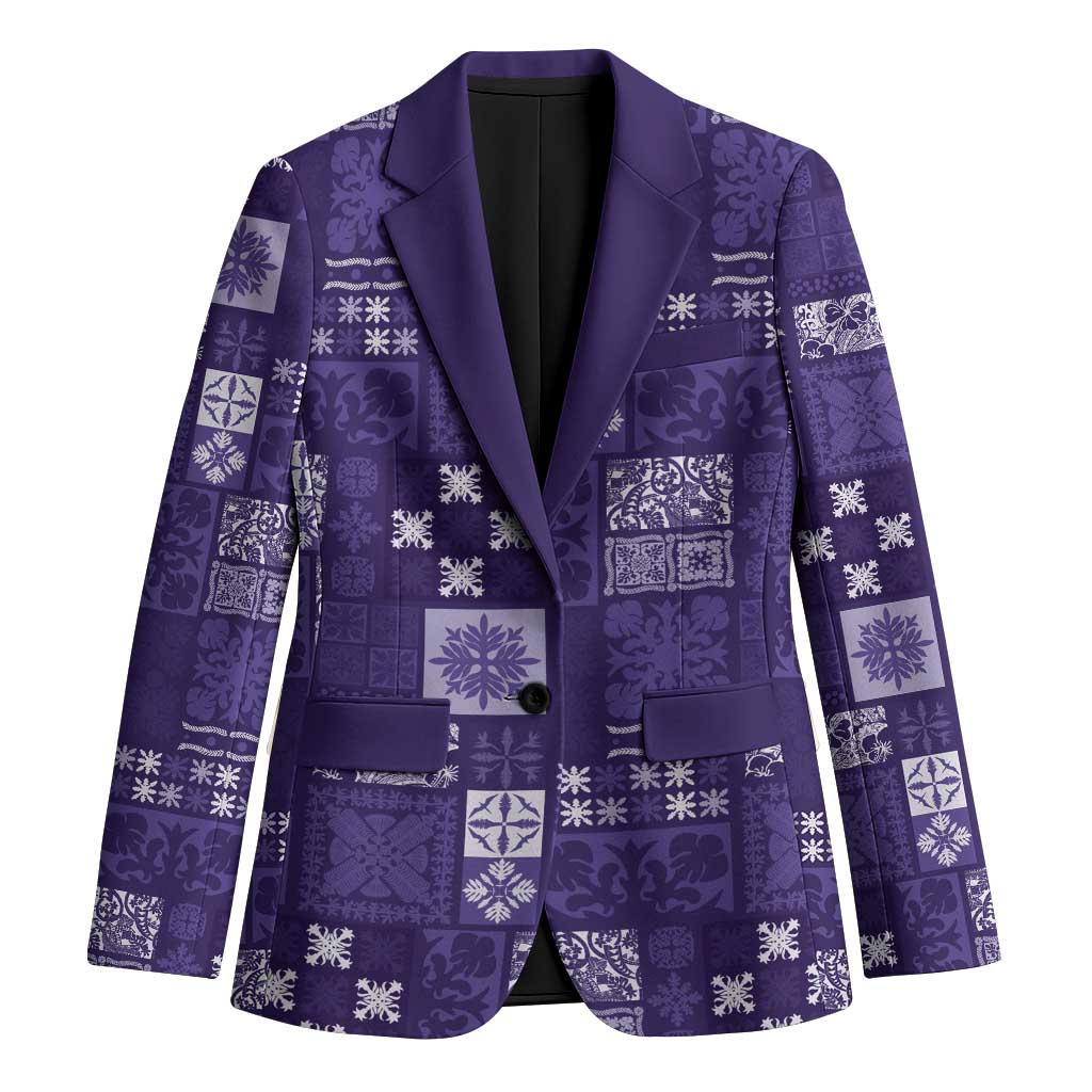 Vintage Hawaiian Quilting Patterns Blazer Purple Style Tribal Fabric Patchwork - Polynesian Pride
