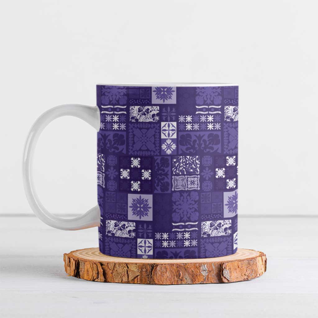 Vintage Hawaiian Quilting Patterns Ceramic Mug Purple Style Tribal Fabric Patchwork - Polynesian Pride