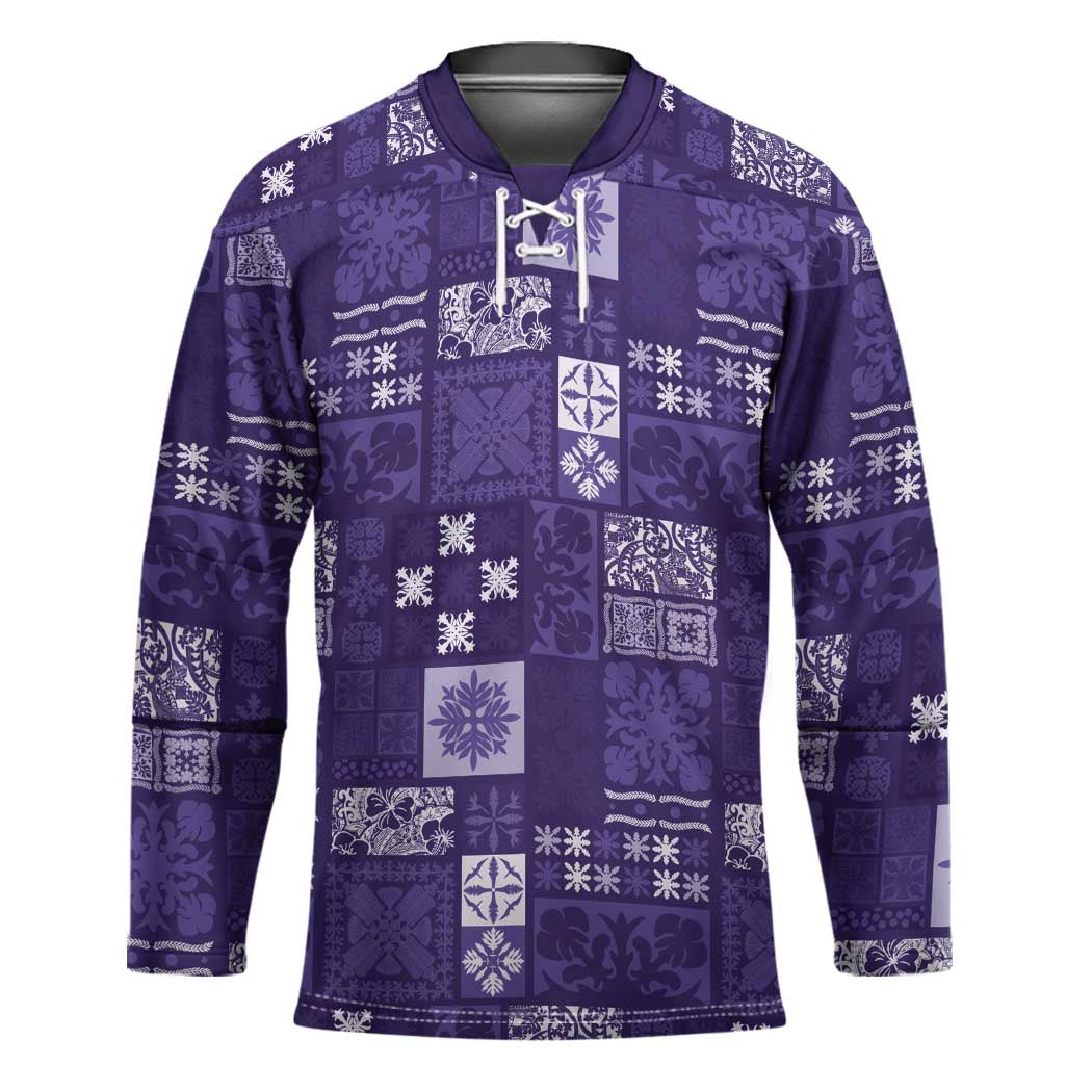 Vintage Hawaiian Quilting Patterns Hockey Jersey Purple Style Tribal Fabric Patchwork - Polynesian Pride