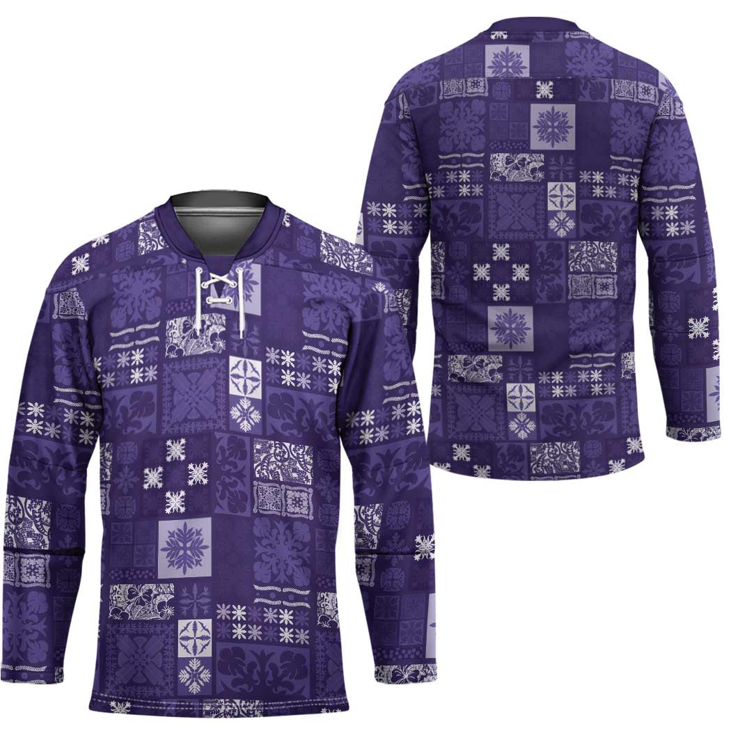 Vintage Hawaiian Quilting Patterns Hockey Jersey Purple Style Tribal Fabric Patchwork - Polynesian Pride