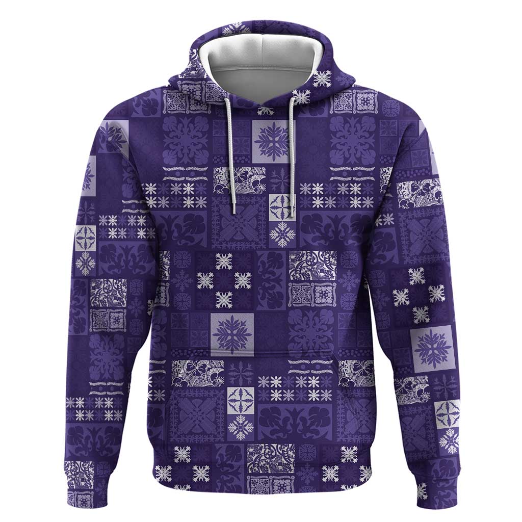 Vintage Hawaiian Quilting Patterns Hoodie Purple Style Tribal Fabric Patchwork - Polynesian Pride