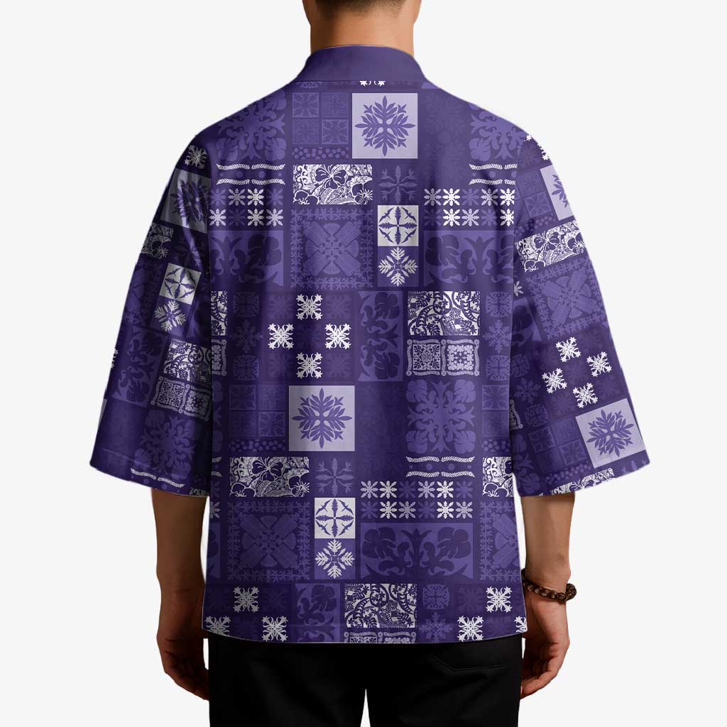 Vintage Hawaiian Quilting Patterns Kimono Purple Style Tribal Fabric Patchwork - Polynesian Pride