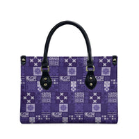 Vintage Hawaiian Quilting Patterns Leather Bag Purple Style Tribal Fabric Patchwork - Polynesian Pride