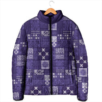 Vintage Hawaiian Quilting Patterns Padded Jacket Purple Style Tribal Fabric Patchwork - Polynesian Pride