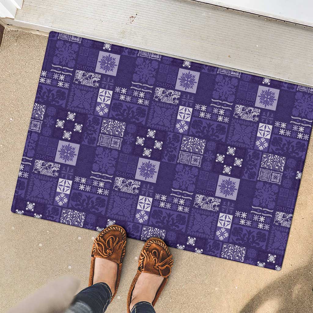 Vintage Hawaiian Quilting Patterns Rubber Doormat Purple Style Tribal Fabric Patchwork - Polynesian Pride