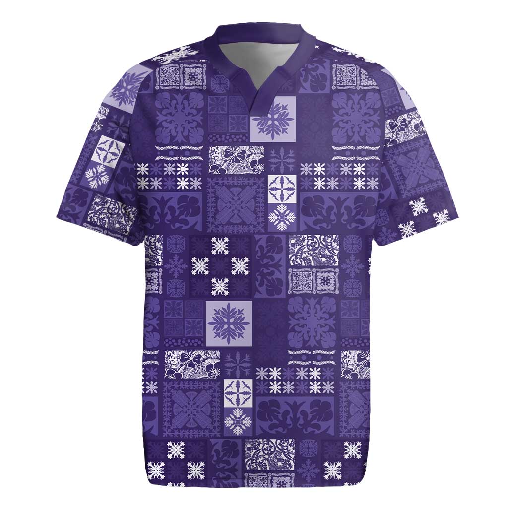 Vintage Hawaiian Quilting Patterns Rugby Jersey Purple Style Tribal Fabric Patchwork - Polynesian Pride
