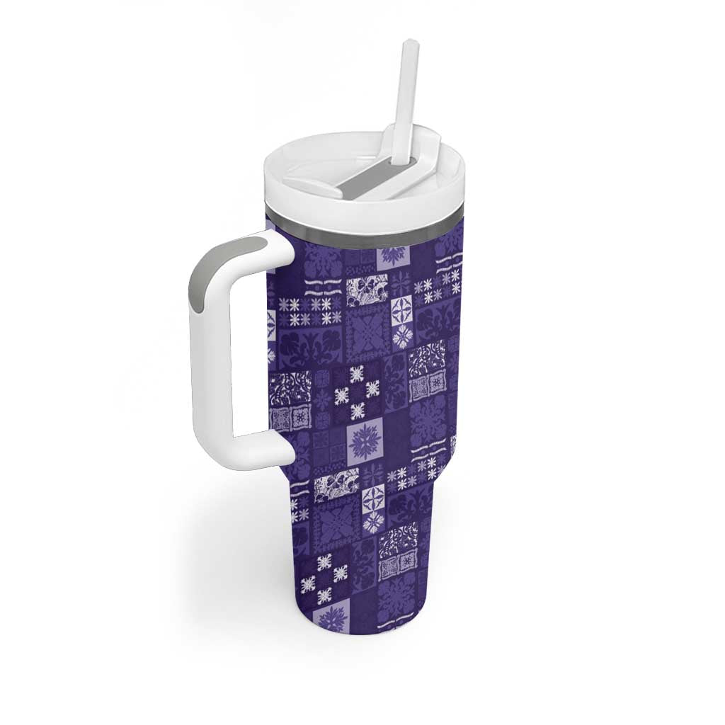 Vintage Hawaiian Quilting Patterns Tumbler With Handle Purple Style Tribal Fabric Patchwork - Polynesian Pride