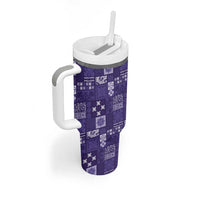 Vintage Hawaiian Quilting Patterns Tumbler With Handle Purple Style Tribal Fabric Patchwork - Polynesian Pride