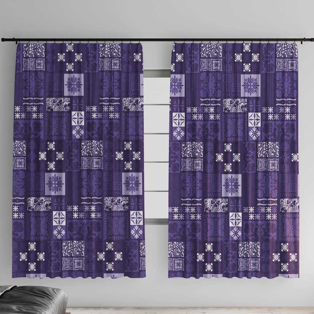 Vintage Hawaiian Quilting Patterns Window Curtain Purple Style Tribal Fabric Patchwork - Polynesian Pride