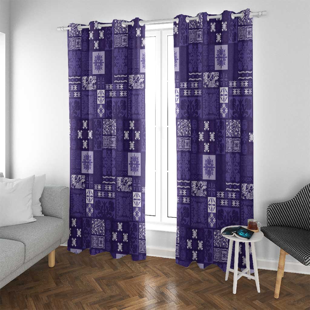 Vintage Hawaiian Quilting Patterns Window Curtain Purple Style Tribal Fabric Patchwork - Polynesian Pride