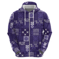 Vintage Hawaiian Quilting Patterns Zip Hoodie Purple Style Tribal Fabric Patchwork - Polynesian Pride