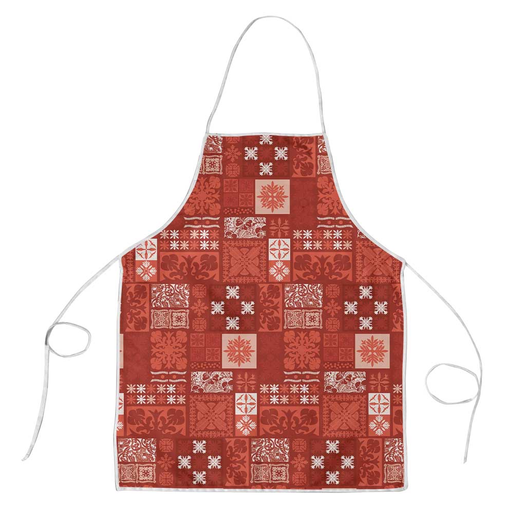 Vintage Hawaiian Quilting Patterns Apron Red Style Tribal Fabric Patchwork - Polynesian Pride