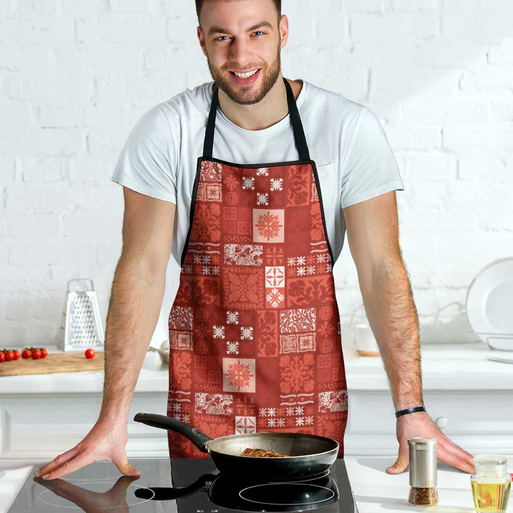 Vintage Hawaiian Quilting Patterns Apron Red Style Tribal Fabric Patchwork - Polynesian Pride