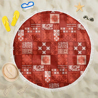 Vintage Hawaiian Quilting Patterns Beach Blanket Red Style Tribal Fabric Patchwork - Polynesian Pride