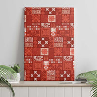 Vintage Hawaiian Quilting Patterns Canvas Wall Art Red Style Tribal Fabric Patchwork - Polynesian Pride