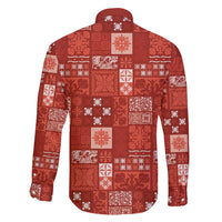 Vintage Hawaiian Quilting Patterns Family Matching Puletasi and Hawaiian Shirt Red Style Tribal Fabric Patchwork - Polynesian Pride