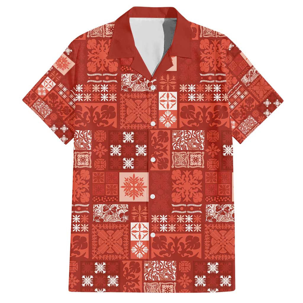 Vintage Hawaiian Quilting Patterns Hawaiian Shirt Red Style Tribal Fabric Patchwork - Polynesian Pride
