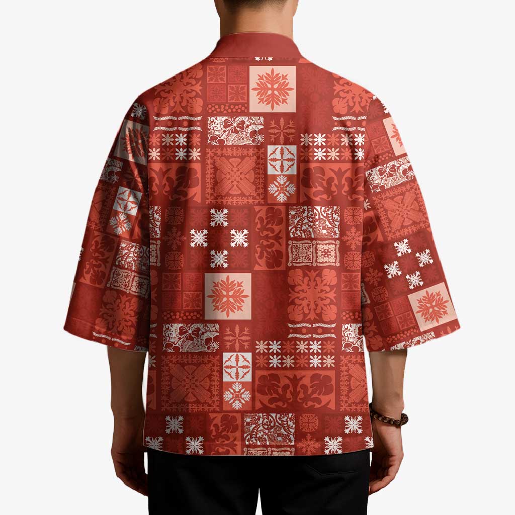 Vintage Hawaiian Quilting Patterns Kimono Red Style Tribal Fabric Patchwork - Polynesian Pride