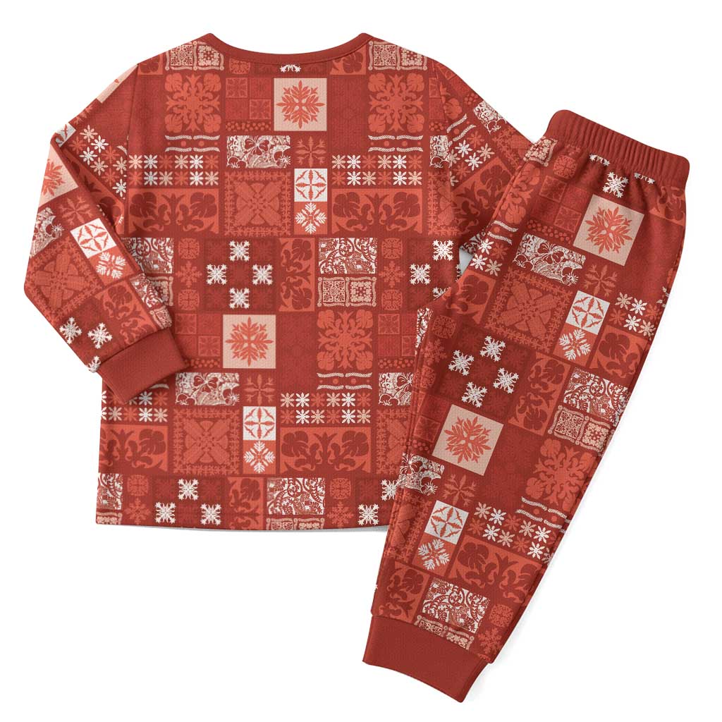 Vintage Hawaiian Quilting Patterns Christmas Pajama Set Red Style Tribal Fabric Patchwork - Polynesian Pride