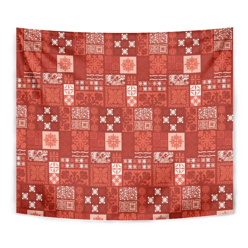 Vintage Hawaiian Quilting Patterns Tapestry Red Style Tribal Fabric Patchwork - Polynesian Pride