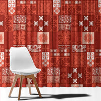 Vintage Hawaiian Quilting Patterns Window Curtain Red Style Tribal Fabric Patchwork - Polynesian Pride