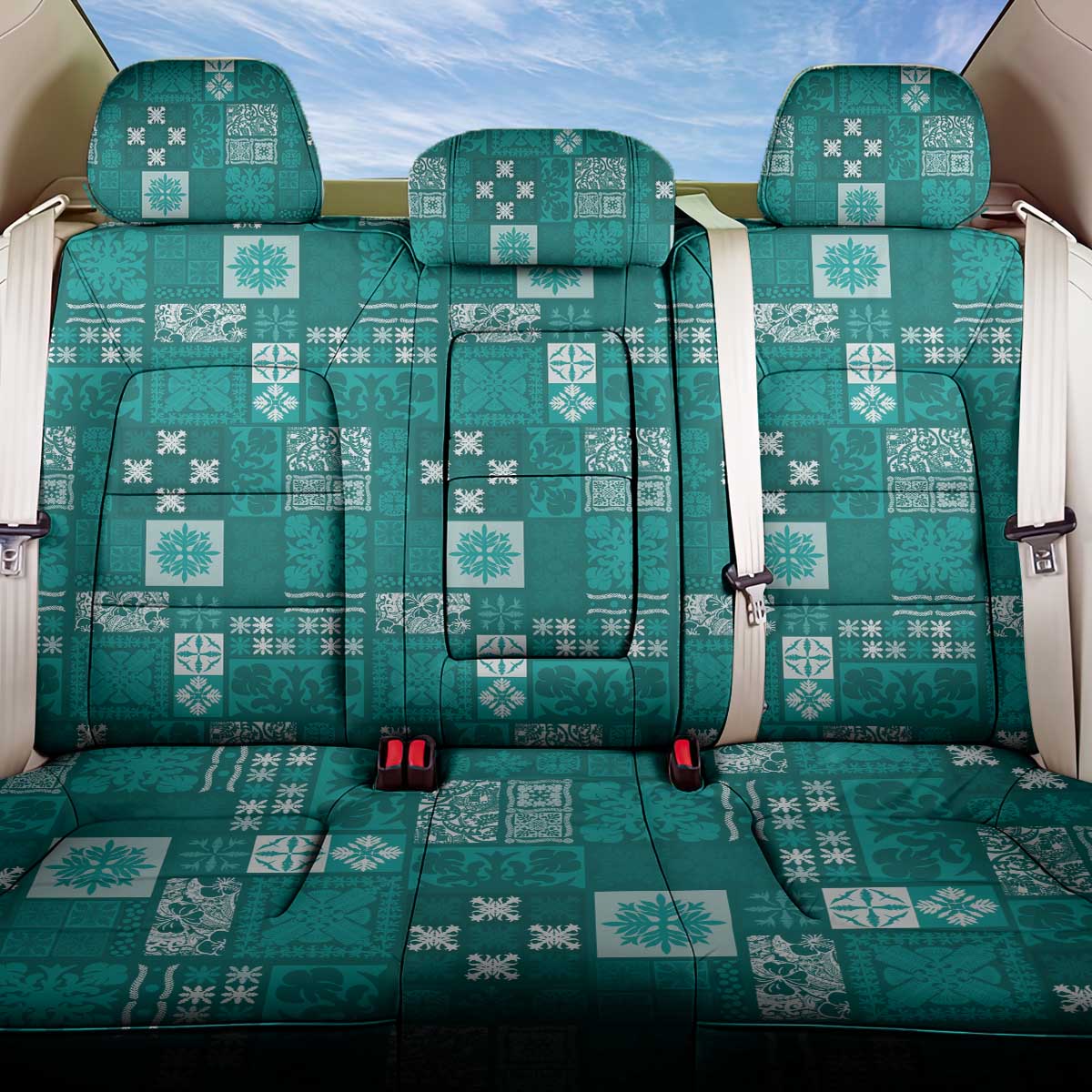 Vintage Hawaiian Quilting Patterns Back Car Seat Cover Turquoise Style Tribal Fabric Patchwork - Polynesian Pride