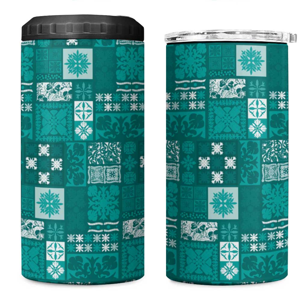 Vintage Hawaiian Quilting Patterns 4 in 1 Can Cooler Tumbler Turquoise Style Tribal Fabric Patchwork - Polynesian Pride