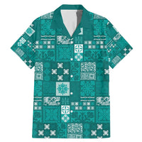 Vintage Hawaiian Quilting Patterns Family Matching Mermaid Dress and Hawaiian Shirt Turquoise Style Tribal Fabric Patchwork - Polynesian Pride