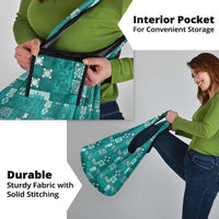 Vintage Hawaiian Quilting Patterns Grocery Bag Turquoise Style Tribal Fabric Patchwork - Polynesian Pride