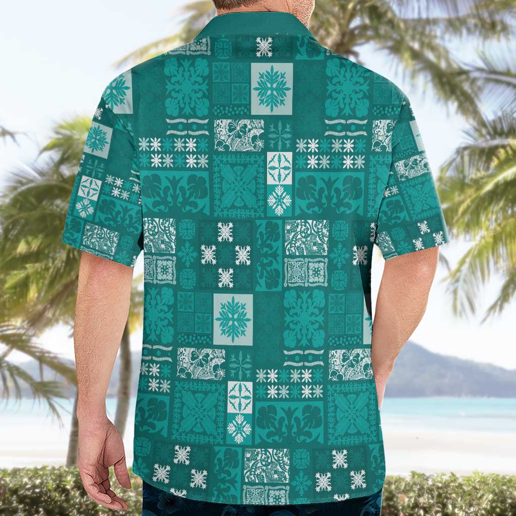 Vintage Hawaiian Quilting Patterns Hawaiian Shirt Turquoise Style Tribal Fabric Patchwork - Polynesian Pride