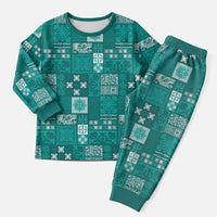 Vintage Hawaiian Quilting Patterns Christmas Pajama Set Turquoise Style Tribal Fabric Patchwork - Polynesian Pride