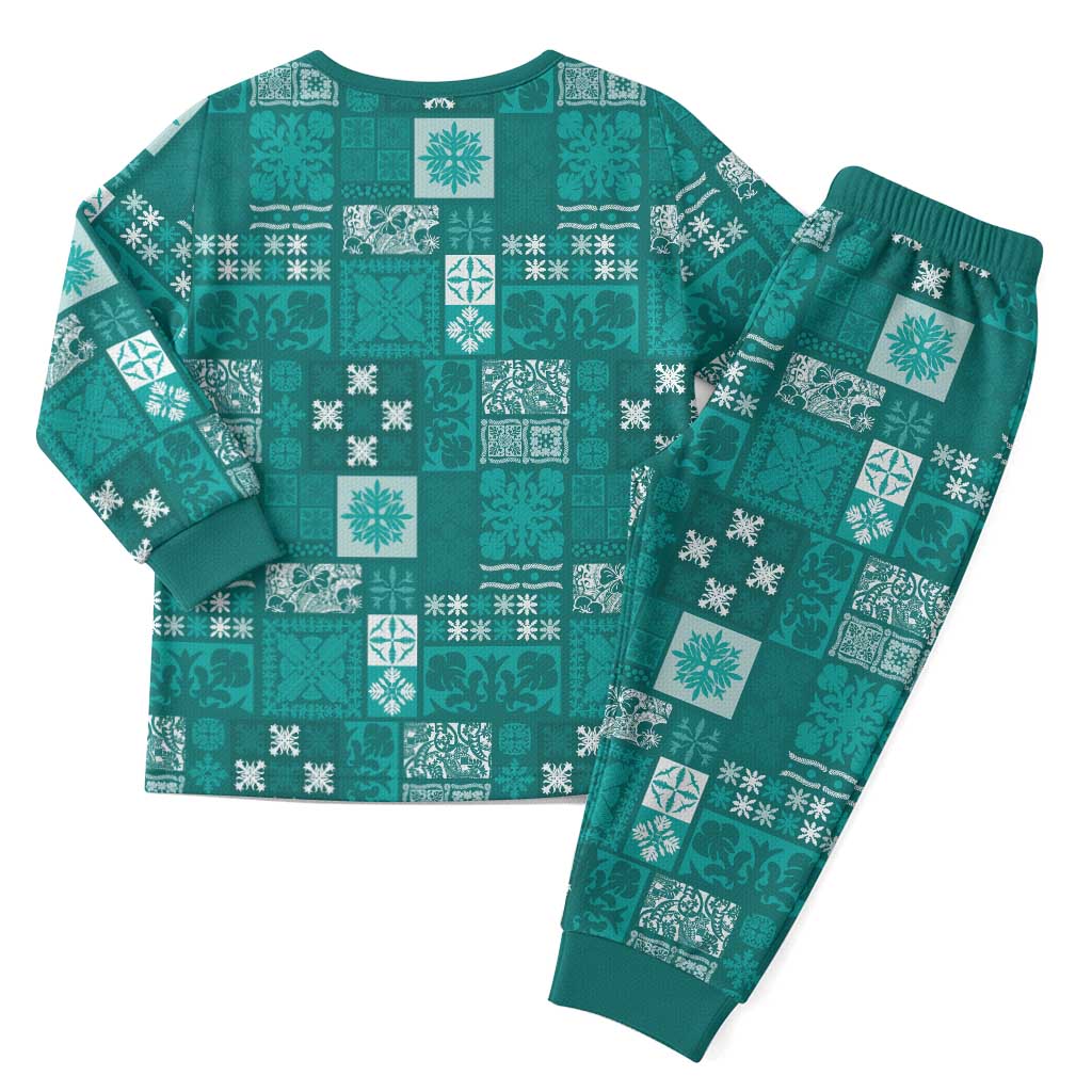 Vintage Hawaiian Quilting Patterns Christmas Pajama Set Turquoise Style Tribal Fabric Patchwork - Polynesian Pride