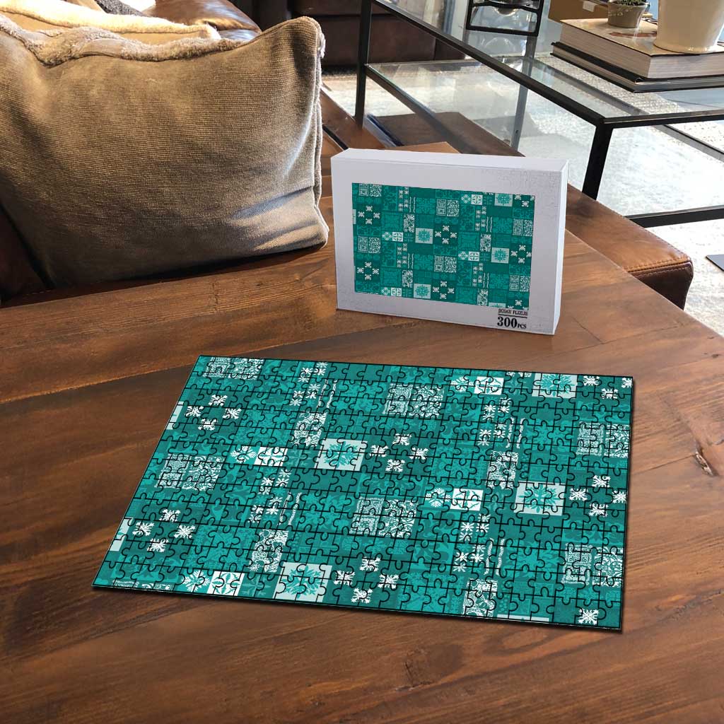 Vintage Hawaiian Quilting Patterns Puzzle Turquoise Style Tribal Fabric Patchwork - Polynesian Pride