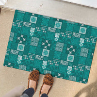 Vintage Hawaiian Quilting Patterns Rubber Doormat Turquoise Style Tribal Fabric Patchwork - Polynesian Pride