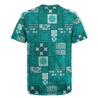 Vintage Hawaiian Quilting Patterns Rugby Jersey Turquoise Style Tribal Fabric Patchwork - Polynesian Pride