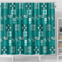 Vintage Hawaiian Quilting Patterns Shower Curtain Turquoise Style Tribal Fabric Patchwork - Polynesian Pride
