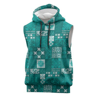 Vintage Hawaiian Quilting Patterns Sleeveless Hoodie Turquoise Style Tribal Fabric Patchwork LT9 Turquoise - Polynesian Pride