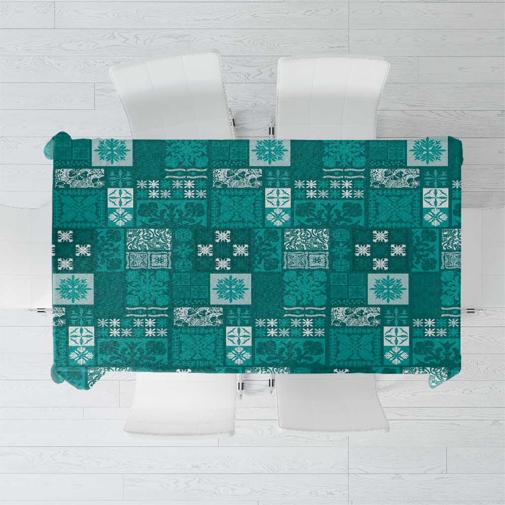 Vintage Hawaiian Quilting Patterns Tablecloth Turquoise Style Tribal Fabric Patchwork - Polynesian Pride