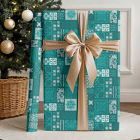 Vintage Hawaiian Quilting Patterns Wrapping Paper Turquoise Style Tribal Fabric Patchwork - Polynesian Pride