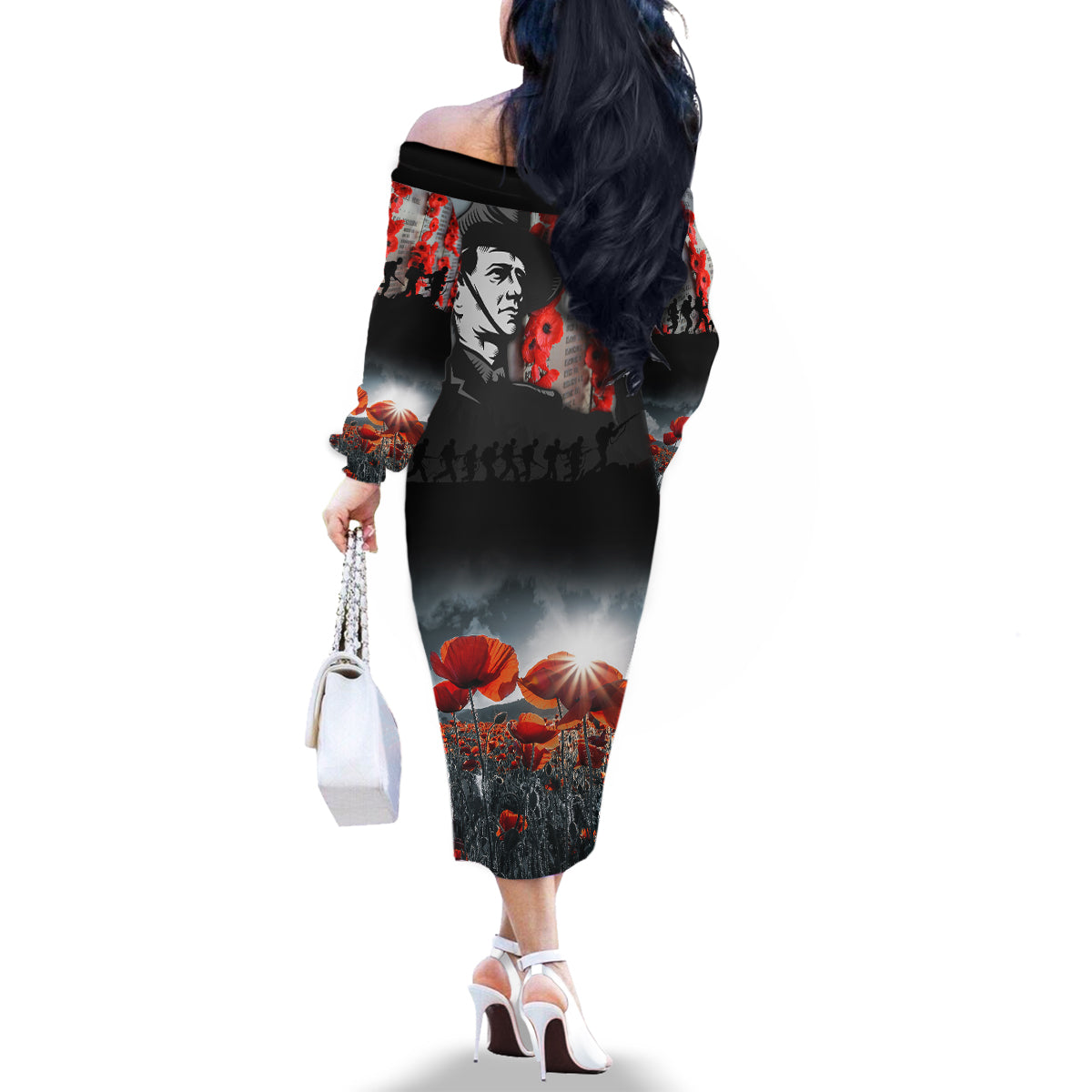 ANZAC DAY Heroes Of The Gallipoli Family Matching Off Shoulder Long Sleeve Dress and Hawaiian Shirt LT9 - Polynesian Pride