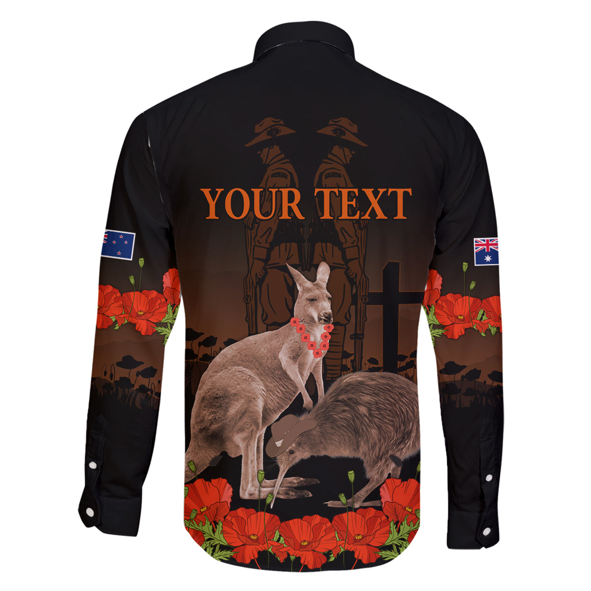 Kangaroo and Kiwi Bird ANZAC Day Custom Family Matching Tank Maxi Dress and Hawaiian Shirt Soldier Style LT9 - Polynesian Pride