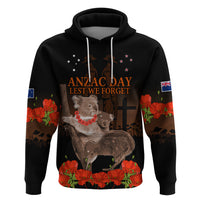 Koala and Kiwi Bird ANZAC Day Custom Zip Hoodie Soldier Style LT9 Pullover Hoodie Black - Polynesian Pride