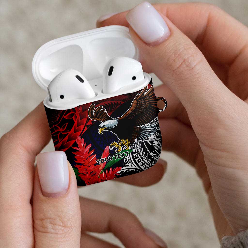 American Samoa Bald Eagle Personalized AirPods Case Samoa Muamua Le Atua - Polynesian Pride