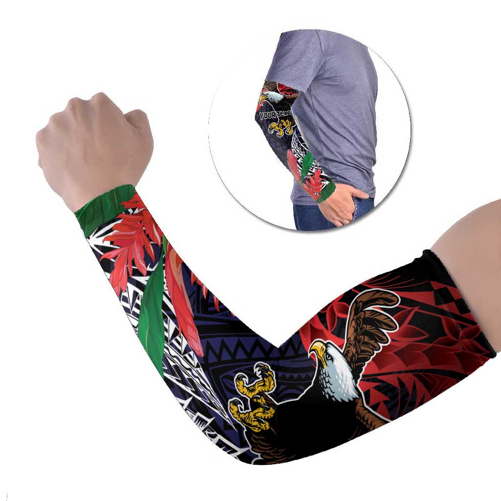 American Samoa Bald Eagle Personalized Arm Sleeves Samoa Muamua Le Atua - Polynesian Pride