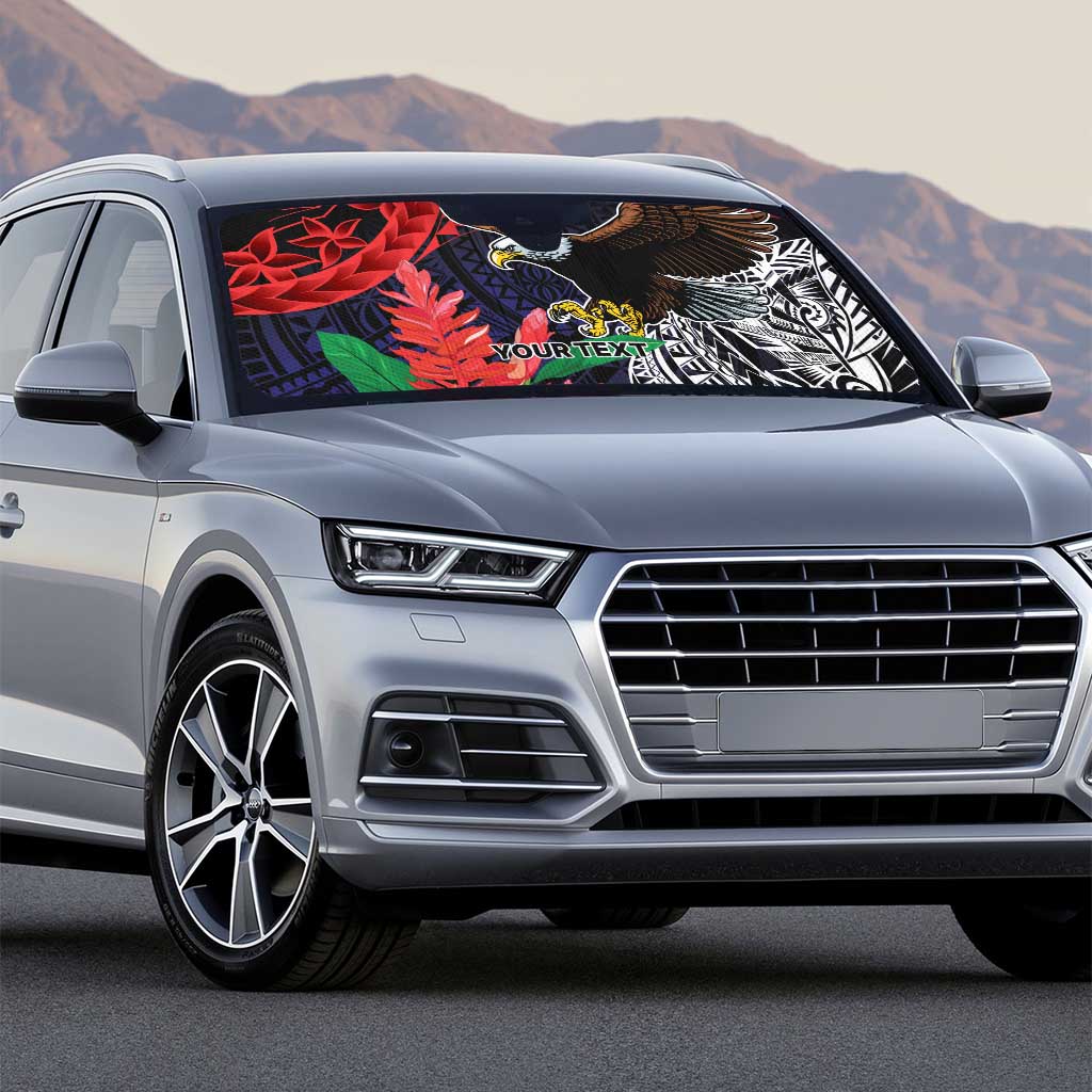 American Samoa Bald Eagle Personalized Auto Sun Shade Samoa Muamua Le Atua - Polynesian Pride