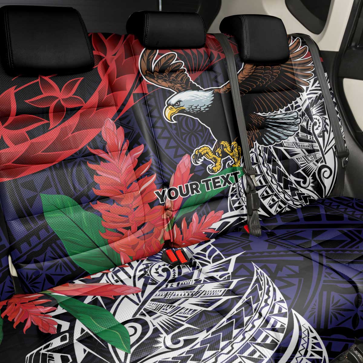 American Samoa Bald Eagle Personalized Back Car Seat Cover Samoa Muamua Le Atua